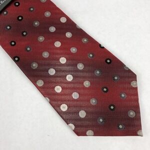 New Croft & Barrow Men's Necktie Polka Dot Silver Black Red 100% Silk Handmade T